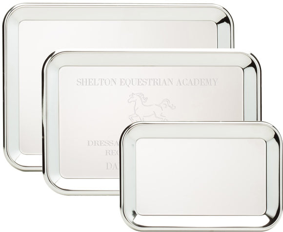 Engravable Rectangle Silver Plated Award Tray | 3 SIZES