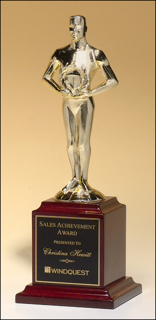 Airflyte Classic Achiever Trophy Goldtone Cast Metal figurine hand-polished on rosewood piano-finish base | 2 SIZES