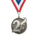 2-1/4" Mega Series 2nd Place Medals on 7/8" Neck Ribbons