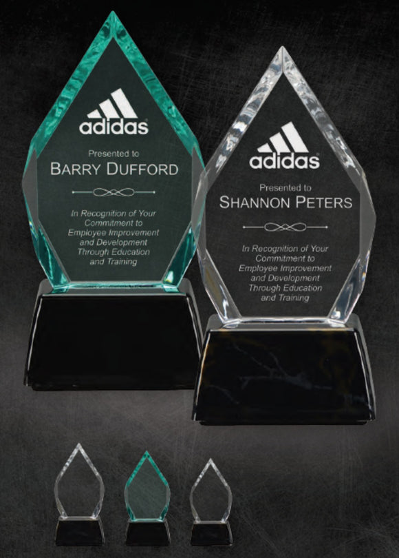 GreyStone Diamond Style Acrylic Award with Snap-In Weighted Plastic Bases | 2 COLORS | 3 SIZES