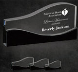 GreyStone Vista Wave Crystal Award with Black Crystal Base | 3 SIZES