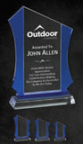 GreyStone Anvil Style Crystal Award with Blue Side Accents | 3 SIZES