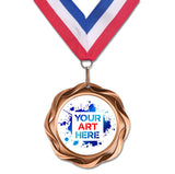 3" Fusion Custom Insert Bronze Medals on 1-1/2" Wide Neck Ribbons | FULL COLOR