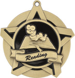2-1/4" Super Star Series Award Reading Medals on 7/8" Neck Ribbons