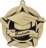 2-1/4" Super Star Series Award Graduate graduation Medals on 7/8" Neck Ribbons