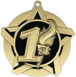 2-1/4" Super Star Series 1st Place Medals on 7/8" Neck Ribbons