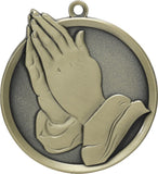 2-1/4" Mega Series Christian Praying Hands Award Medals on 7/8" Neck Ribbons