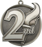 2-1/4" Mega Series 2nd Place Medals on 7/8" Neck Ribbons