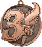 2-1/4" Mega Series 3rd Place Medals on 7/8" Neck Ribbons