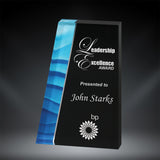 GreyStone Black Trapezium Acrylic with Bright Blue Accent Edge | 3 SIZES