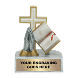 60311GS - 4" BIBLE CROSS PRAYING HANDS RESIN