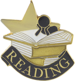 Die Struck Enamel Filled Reading Lapel Pin