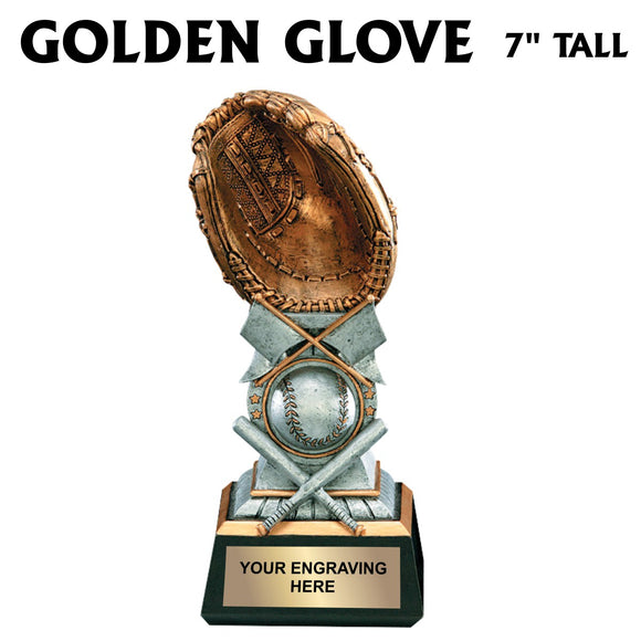 Golden Glove Baseball Tower Resin Award 7 Inch Tall