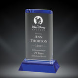 GreyStone Blue Oval Tower Crystal Award with Blue Crystal Base | 2 SIZES