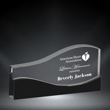 GreyStone Vista Wave Crystal Award with Black Crystal Base | 3 SIZES