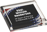 LA Trophies - 3/4" thick Beveled Acrylic Patriotic Paperweight