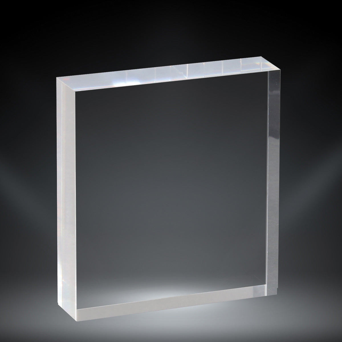 6 x 8 CLEAR MACHINE GROOVED ACRYLIC AWARD RECTANGLE ON MARBLE BASE