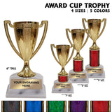 Gold Cup Award Trophies | 4 SIZES | 5 COLORS