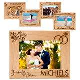 Wedding Memories Celebration Red Alder Laser Engraved 5" x 7" Photo Picture Frames | 5 DESIGNS