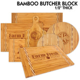 All Natural Bamboo with Butcher Block Inlay Cutting Boards | 6 SIZES