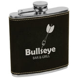 personalized customize personal custom gifts present best idea birthday retirement corporate engrave engraving flask rawhide light dark brown blue black silver gold pink grey gray 6 oz