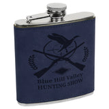 personalized customize personal custom gifts present best idea birthday retirement corporate engrave engraving flask rawhide light dark brown blue black silver gold pink grey gray 6 oz