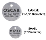 Stainless Round Circle Pet Identification Tags for All Size Dogs and Cats | FREE SHIPPING!
