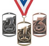 2-3/4" Dog Tag Style Place Medals on 7/8" Neck Ribbons | 1st 2nd 3rd