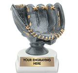 Antiqued Silver and Gold Baseball Glove Ball Holder Trophy