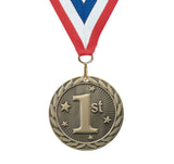 2" FE Series Iron 1st Place Medals on 7/8" Neck Ribbons