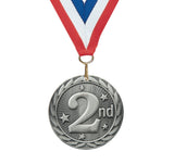 2" FE Series Iron 2nd Place Medals on 7/8" Neck Ribbons