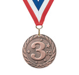 2" FE Series Iron 3rd Place Medals on 7/8" Neck Ribbons