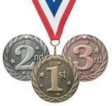 2" FE Series Iron Place Medals on 7/8" Neck Ribbons | 1st 2nd 3rd