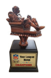 Fantasy Football League Arm Chair Player Resin Box Base Trophies with Perpetual Options