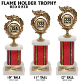 Flame 2" Emblem Holder Award Wide Riser Trophies | 4 SIZES | 5 COLORS