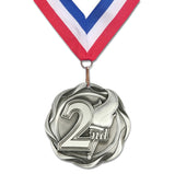 3" Fusion 2nd Place Medals on 1-1/2" Wide Neck Ribbons