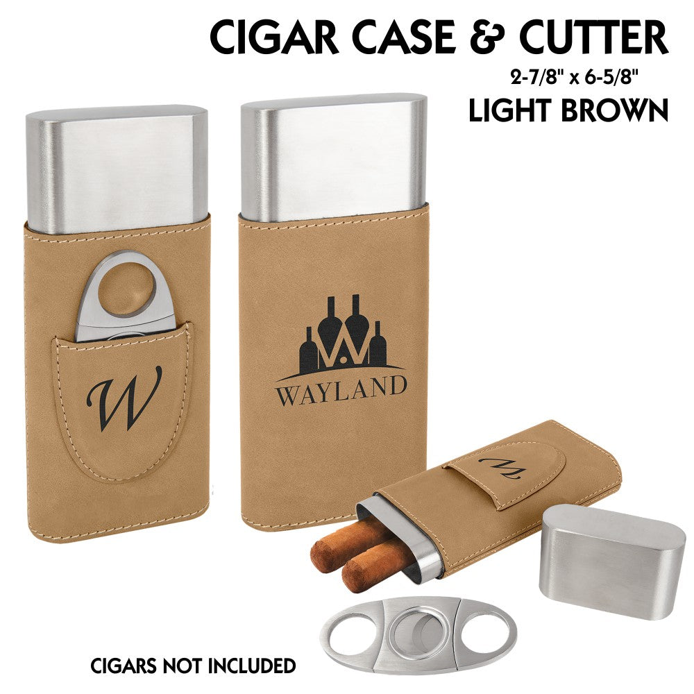 Rustic Leatherette Cigar Case with Cutter