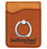 Customizable Leatherette Cell Phone Wallet Card Case with Finger Ring | 11 COLORS