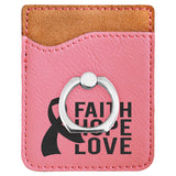 Customizable Leatherette Cell Phone Wallet Card Case with Finger Ring | 11 COLORS