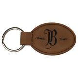 Customizable Leather Key Chain - Rectangle / Oval | 11 Colors Available