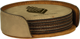 Leatherette Laser Engraved 6-Coaster Sets Round and Square | 10 COLORS