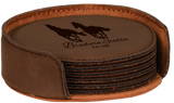 Leatherette Laser Engraved 6-Coaster Sets Round and Square | 10 COLORS