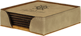 Leatherette Laser Engraved 6-Coaster Sets Round and Square | 10 COLORS
