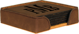 Leatherette Laser Engraved 6-Coaster Sets Round and Square | 10 COLORS