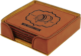 Leatherette Laser Engraved 6-Coaster Sets Round and Square | 10 COLORS