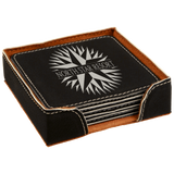 Leatherette Laser Engraved 6-Coaster Sets Round and Square | 10 COLORS