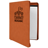 Customizable Leatherette 9" x 12" Portfolio with Zipper and Paper Pad | 11 COLORS