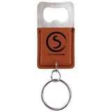 Customizable Leather Key Chain Bottle Opener - Squared/Rounded | 11 Colors Available