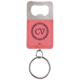 Customizable Leather Key Chain Bottle Opener - Squared/Rounded | 11 Colors Available
