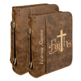 Leatherette Zipper Bible Book Cover 2 SIZES | Personalized and Engraved